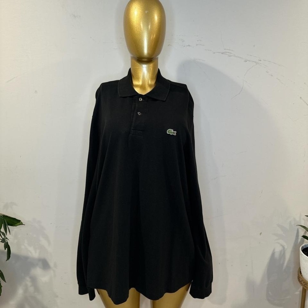 Authentic Black Lacoste long sleeve polo shirt Mens 2X XXL